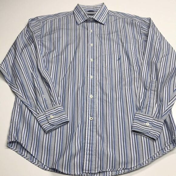 NAUTICA Men’s Medium Striped Dress Shirt - Picture 2 of 3